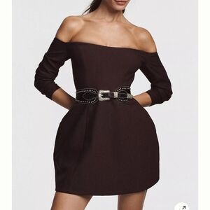 Bardot Strapless Dress in Dark Brown